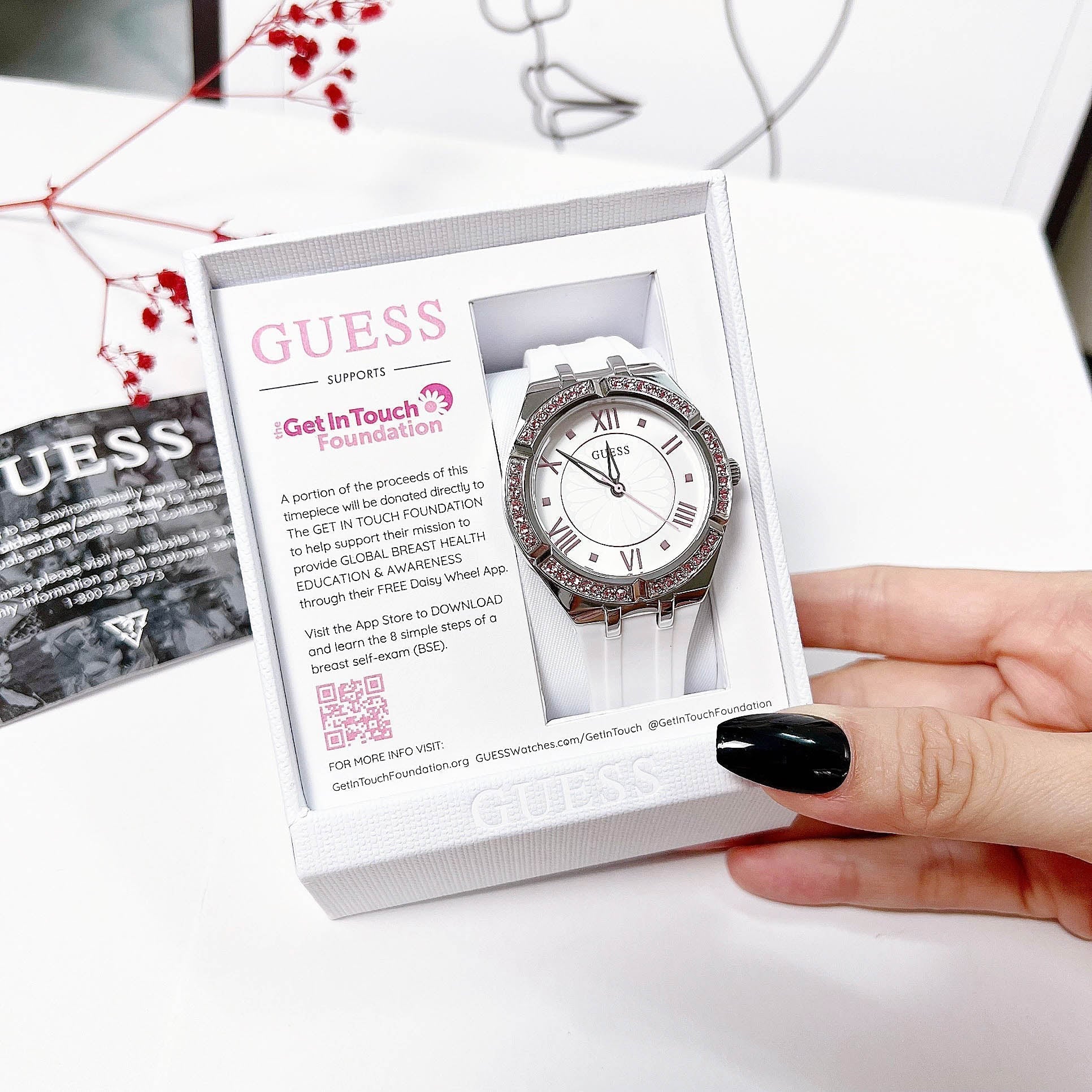  Shop Authentic Guess Sparkling Silver Dial White Rubber Strap Watch For Women - GW0032L1 - Luxxuri