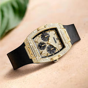  Shop Authentic Guess Phoenix Multifunction Crystals Gold Dial Black Silicone Strap Watch For Men - GW0048G2 - Luxxuri