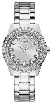  Shop Authentic Guess Sparkler Diamonds Silver Dial Silver Steel Strap Watch for Women - GW0111L1 - Luxxuri