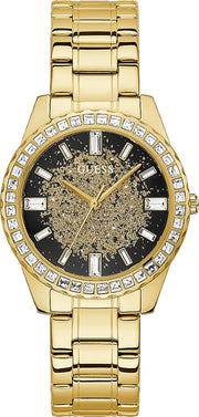  Shop Authentic Guess Night Life Diamonds Black Dial Gold Steel Strap Watch for Women - GW0405L2 - Luxxuri