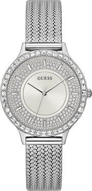  Shop Authentic Guess Soiree Diamonds Silver Dial Silver Mesh Bracelet Watch for Women - GW0402L1 - Luxxuri