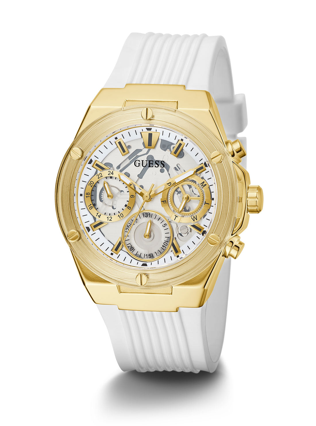  Shop Authentic Guess Athena White Dial White Rubber Strap Watch for Women - GW0409L2 - Luxxuri