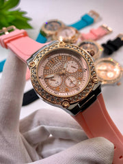  Shop Authentic Guess Zena Quartz White Dial Pink Rubber Strap Watch For Women - W1094L4 - Luxxuri