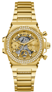  Shop Authentic Guess Fusion Chronograph Gold Dial Gold Steel Strap Watch for Women - GW0552L2 - Luxxuri