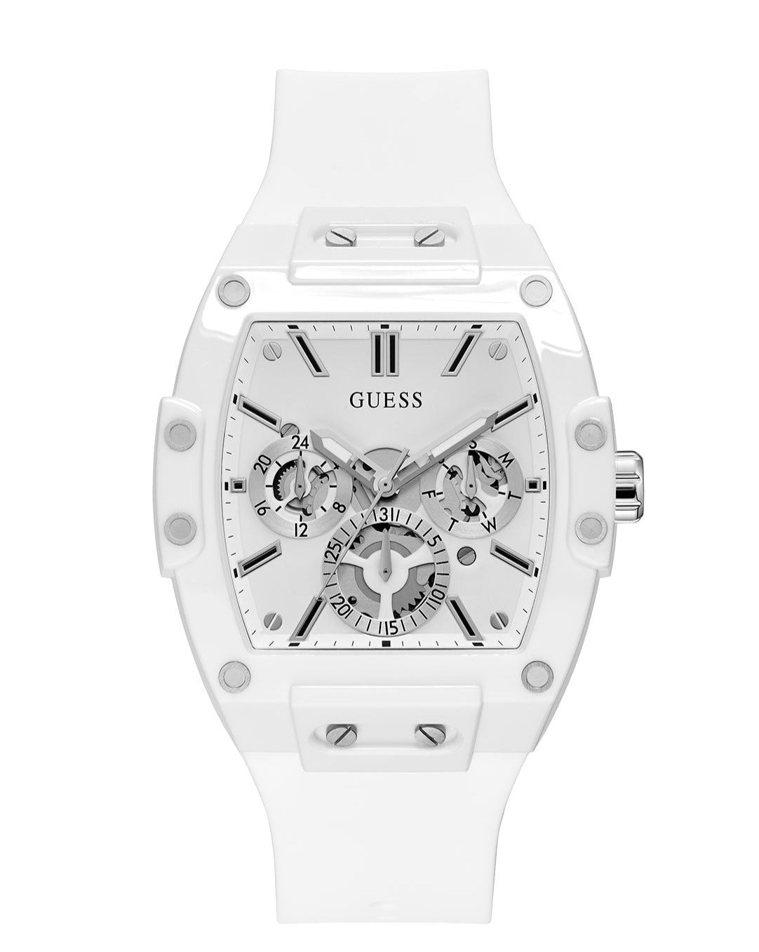  Shop Authentic Guess Phoenix Multifunction White Dial White Rubber Strap Watch for Men - GW0203G2 - Luxxuri
