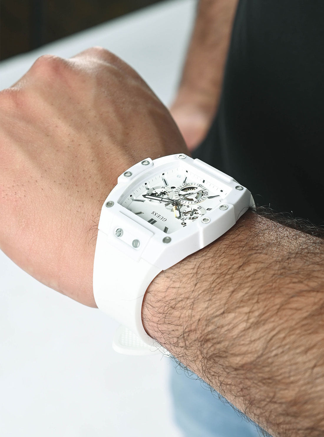  Shop Authentic Guess Phoenix Multifunction White Dial White Rubber Strap Watch for Men - GW0203G2 - Luxxuri
