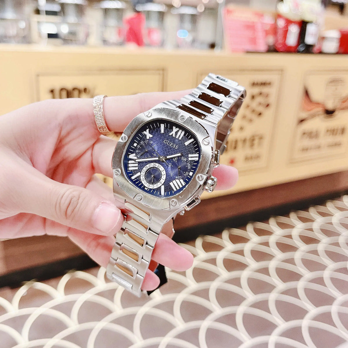  Shop Authentic Guess Headliner Multifunction Blue Dial Silver Steel Strap Watch For Men - GW0572G1 - Luxxuri