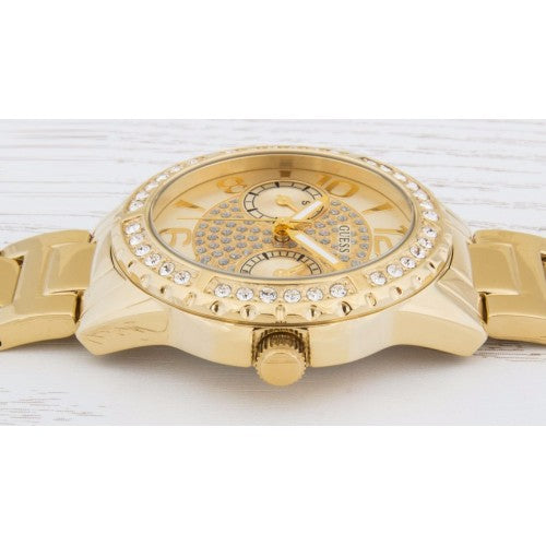  Shop Authentic Guess Sassy Analog Quartz Gold Dial Gold Steel Strap Watch For Women - W0705L2 - Luxxuri