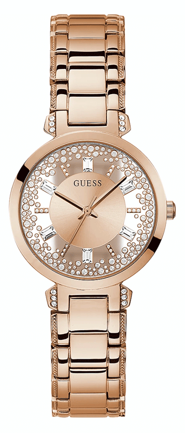  Shop Authentic Guess Crystal Clear Rose Gold Dial Rose Gold Steel Strap Watch for Women - GW0470L3 - Luxxuri