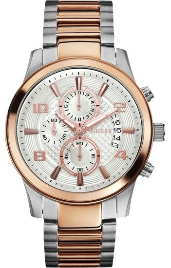  Shop Authentic Guess Exec Chronograph White Dial Two Tone Steel Strap Watch for Men - W0075G2 - Luxxuri