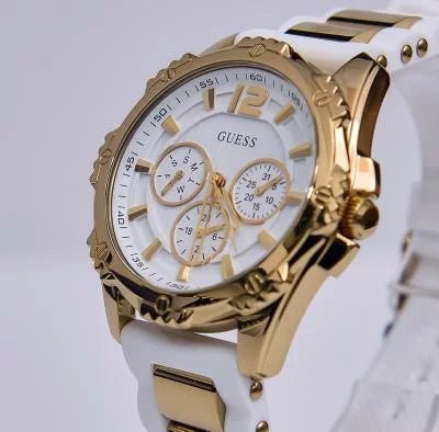  Shop Authentic Guess Intrepid White Dial Two Tone Silicone Strap Watch For Women - W0325L2 - Luxxuri