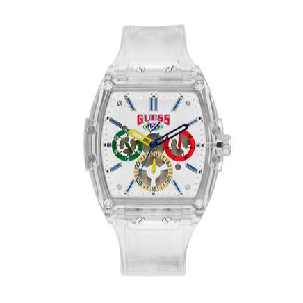  Shop Authentic Guess Phoenix J Balvin White Dial Transparent Silicone Strap Watch For Men - V1051M1 - Luxxuri