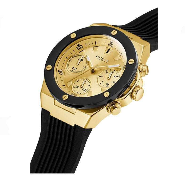  Shop Authentic Guess Athena Gold Dial Black Rubber Strap Watch For Women - GW0030L2 - Luxxuri