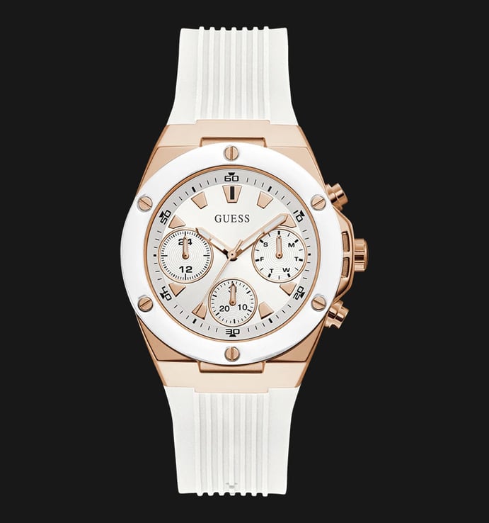  Shop Authentic Guess Athena White Dial White Rubber Strap Watch For Women - GW0030L3 - Luxxuri
