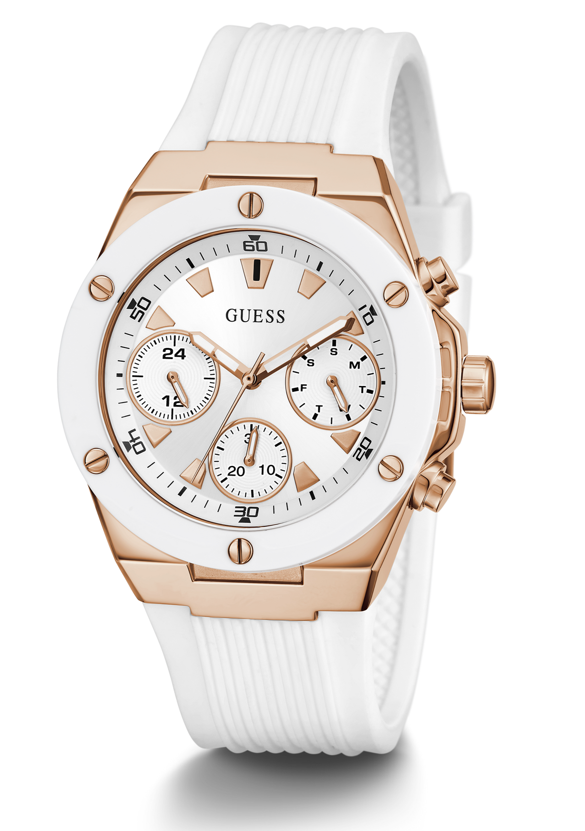  Shop Authentic Guess Athena White Dial White Rubber Strap Watch For Women - GW0030L3 - Luxxuri