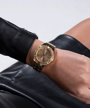  Shop Authentic Guess Cosmo Diamonds Gold Dial Gold Steel Strap Watch For Women - GW0033L2 - Luxxuri