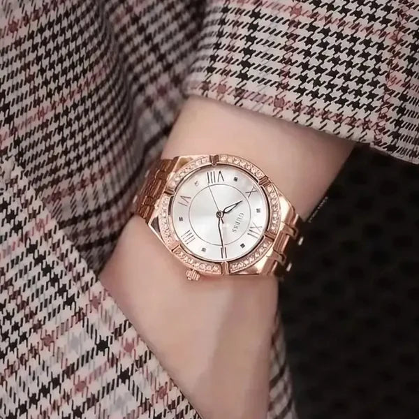 Shop Authentic Guess Cosmo Diamonds Silver Dial Rose Gold Steel Strap Watch For Women - GW0033L3 - Luxxuri
