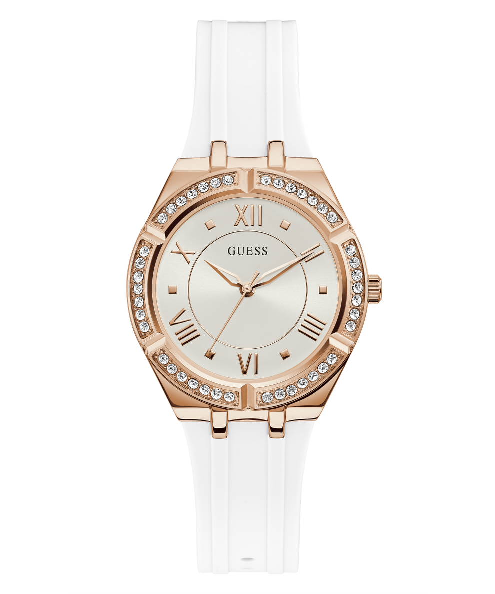  Shop Authentic Guess Cosmo Diamonds Silver Dial White Rubber Strap Watch for Women - GW0034L2 - Luxxuri