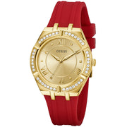  Shop Authentic Guess Cosmo Diamonds Gold Dial Red Rubber Strap Watch for Women - GW0034L6 - Luxxuri