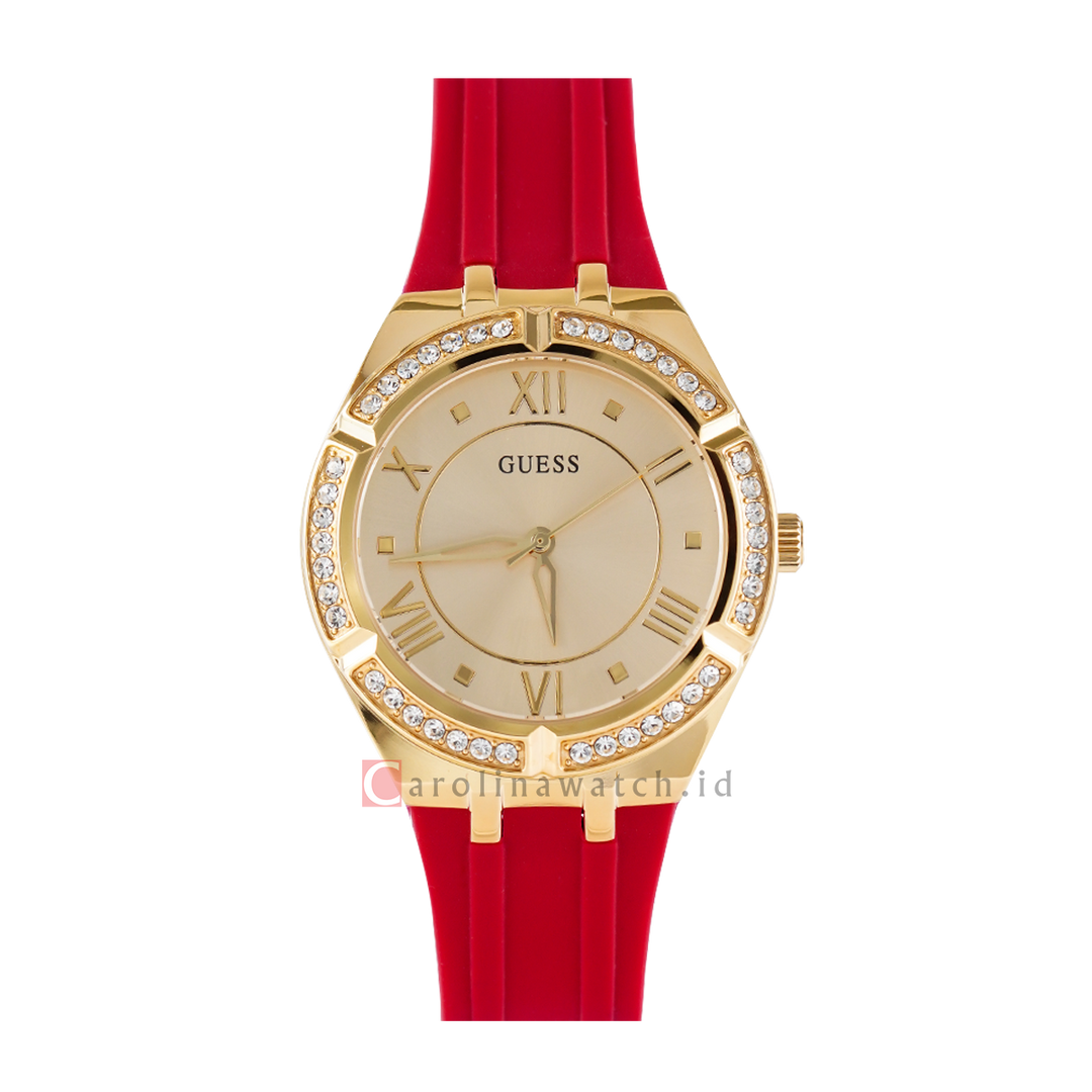  Shop Authentic Guess Cosmo Diamonds Gold Dial Red Rubber Strap Watch for Women - GW0034L6 - Luxxuri