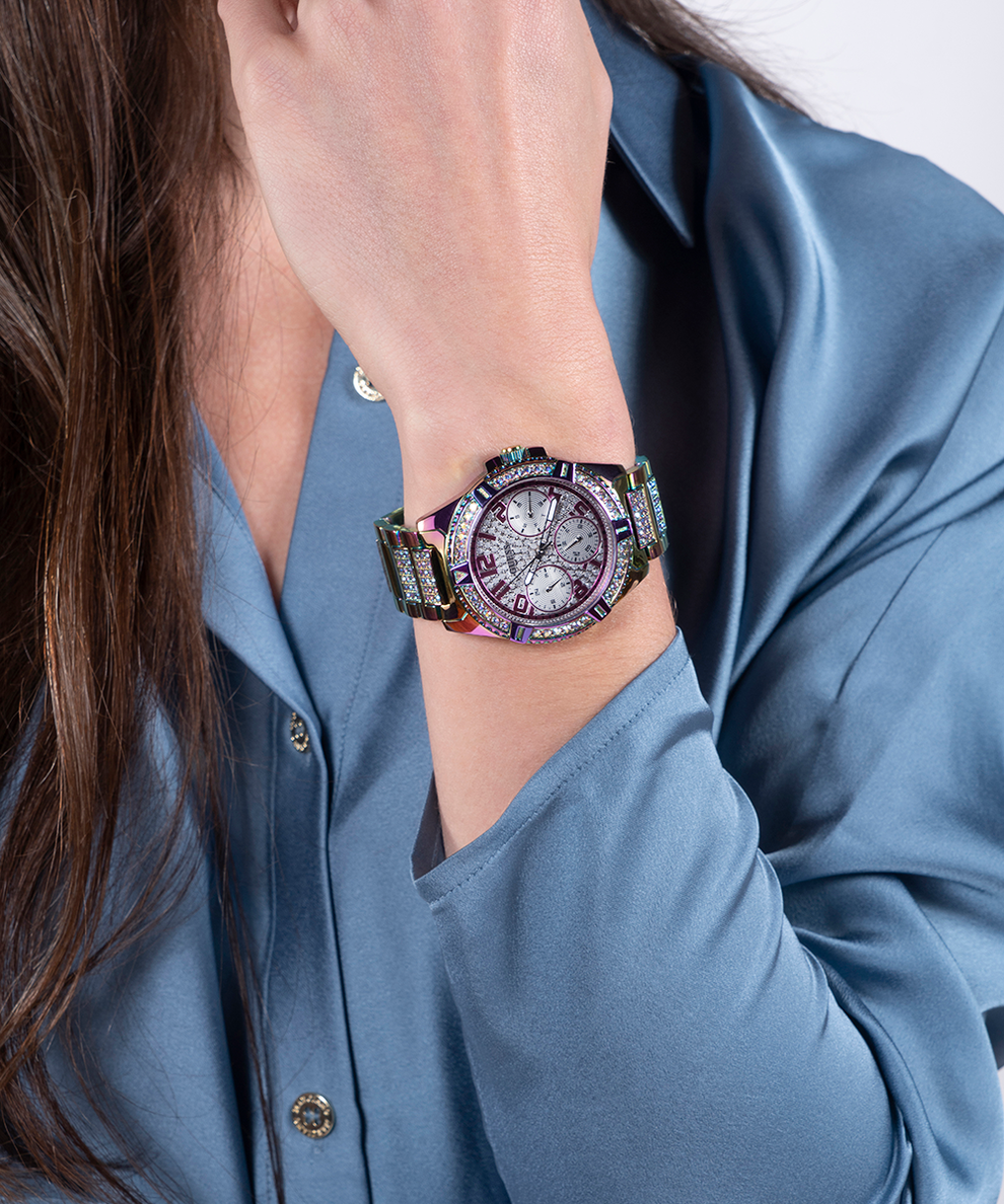  Shop Authentic Guess Lady Frontier Diamonds Silver Dial Multicolor Steel Strap Watch for Women - GW0044L1 - Luxxuri
