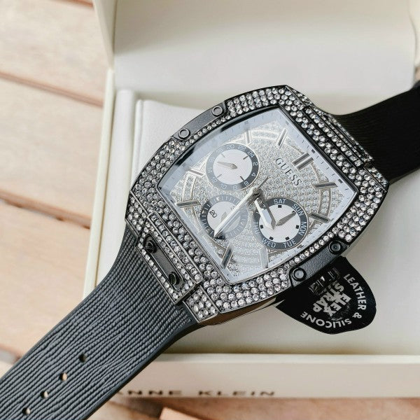  Shop Authentic Guess Phoenix Multifunction Silver Dial Black Silicone Strap Watch For Men - GW0048G1 - Luxxuri
