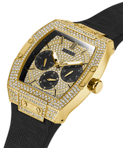  Shop Authentic Guess Phoenix Multifunction Crystals Gold Dial Black Silicone Strap Watch For Men - GW0048G2 - Luxxuri
