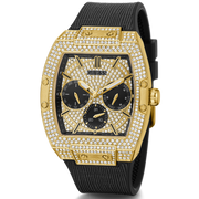  Shop Authentic Guess Phoenix Multifunction Crystals Gold Dial Black Silicone Strap Watch For Men - GW0048G2 - Luxxuri