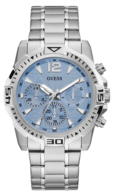  Shop Authentic Guess Commander Chronograph Blue Dial Silver Steel Strap Watch for Men - GW0056G2 - Luxxuri