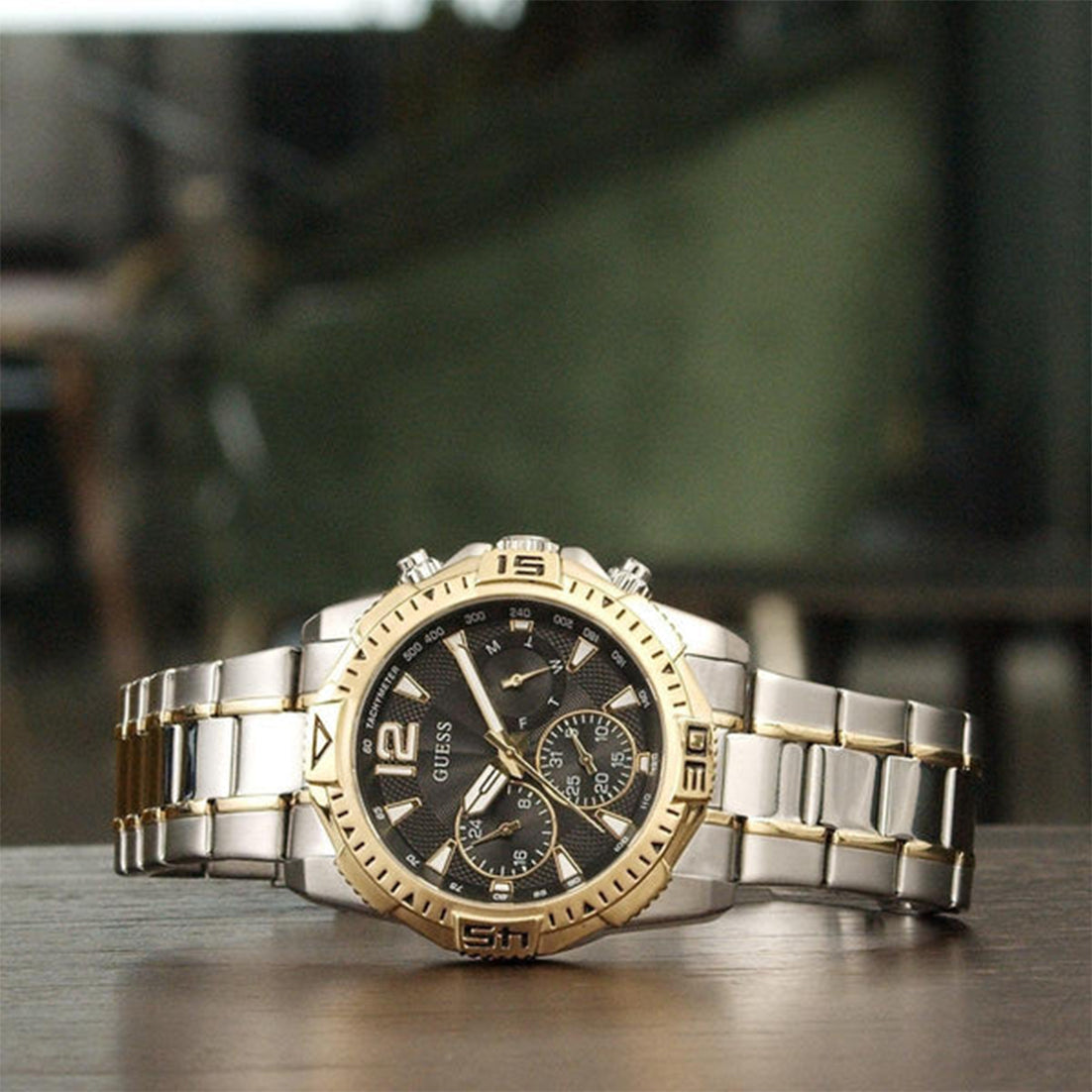  Shop Authentic Guess Commander Chronograph Black Dial Two Tone Steel Strap Watch for Men - GW0056G4 - Luxxuri