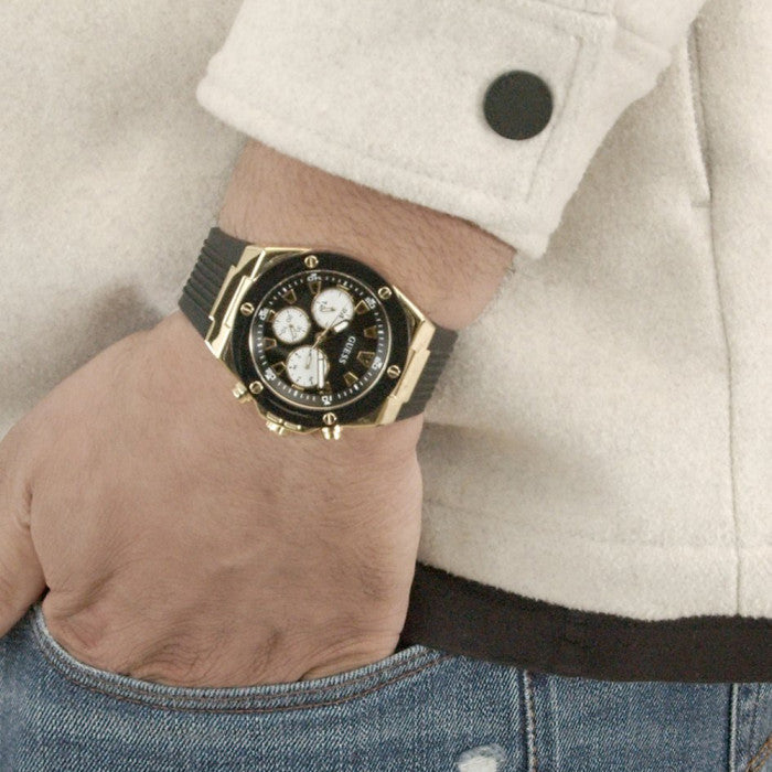  Shop Authentic Guess Poseidon Chronograph Black Dial Black Rubber Strap Watch for Men - GW0057G1 - Luxxuri