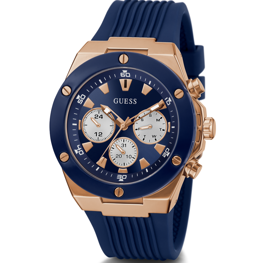  Shop Authentic Guess Poseidon Blue Dial Blue Rubber Strap Watch for Men - GW0057G2 - Luxxuri