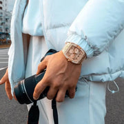  Shop Authentic Guess Phoenix Multifunction Crystals Gold Dial Gold Steel Strap Watch For Men - GW0094G2 - Luxxuri
