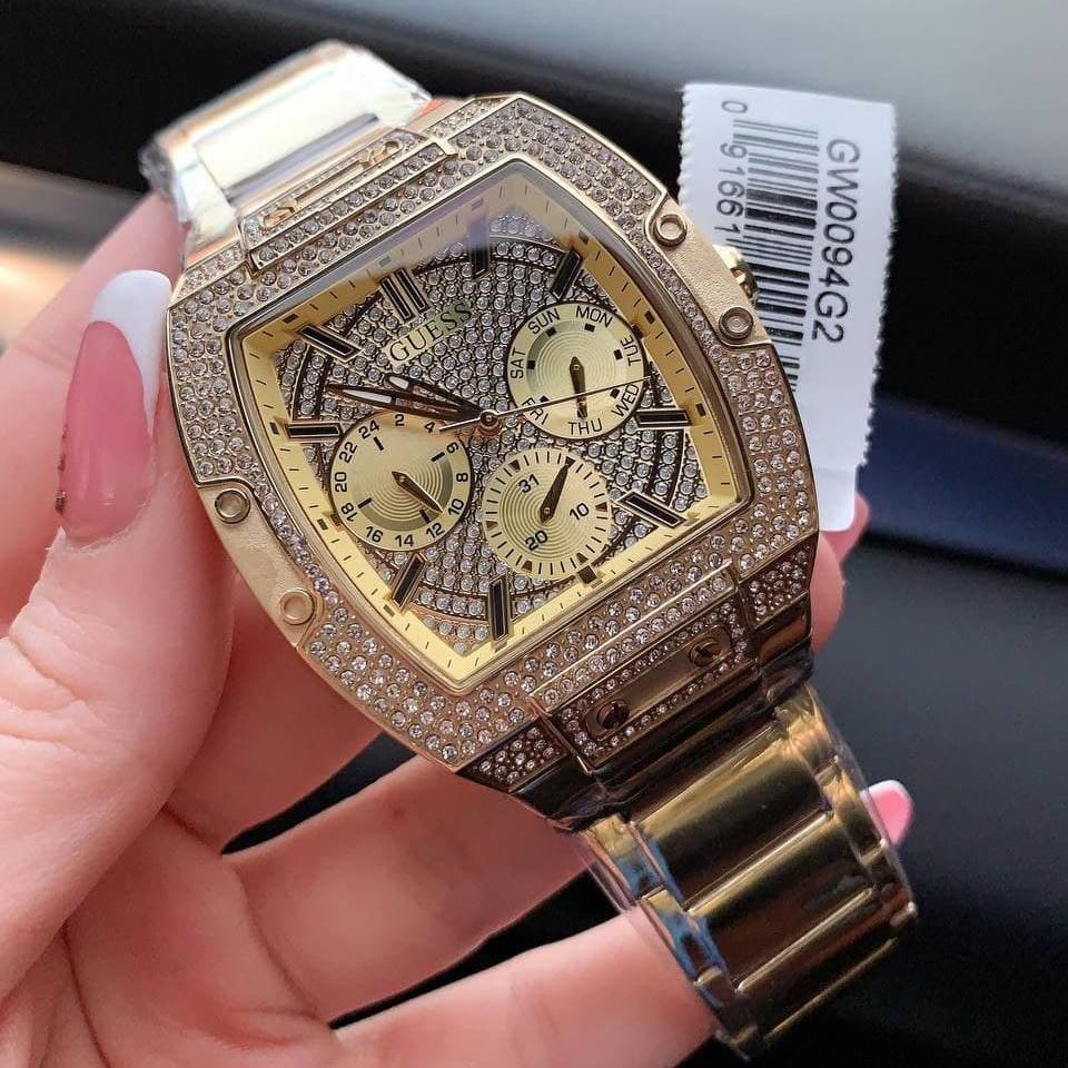  Shop Authentic Guess Phoenix Multifunction Crystals Gold Dial Gold Steel Strap Watch For Men - GW0094G2 - Luxxuri