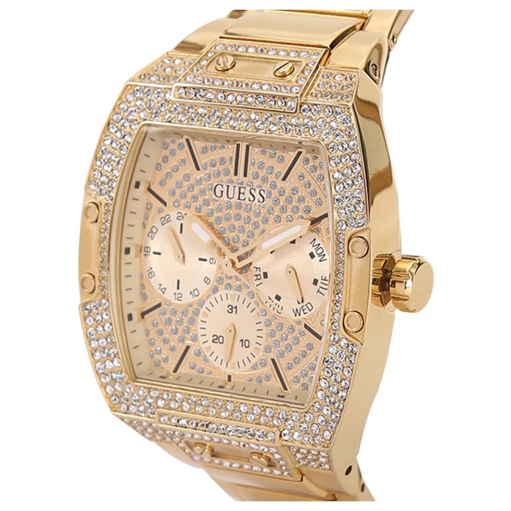  Shop Authentic Guess Phoenix Multifunction Crystals Gold Dial Gold Steel Strap Watch For Men - GW0094G2 - Luxxuri
