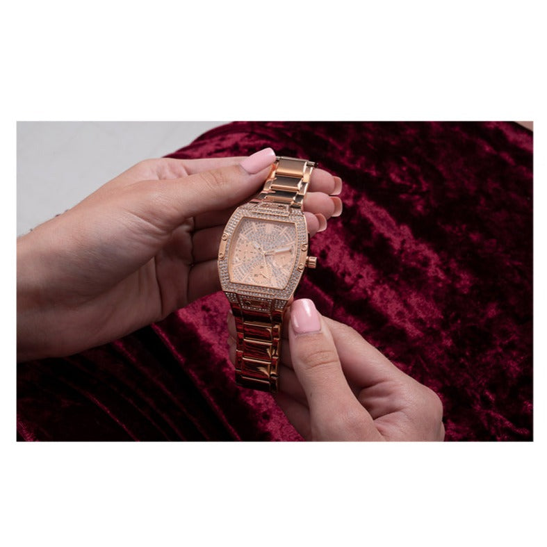  Shop Authentic Guess Raven Diamonds Rose Gold Dial Rose Gold Steel Strap Watch for Women - GW0104L3 - Luxxuri