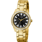  Shop Authentic Guess Sparkler Diamonds Black Dial Gold Steel Strap Watch for Women - GW0111L2 - Luxxuri