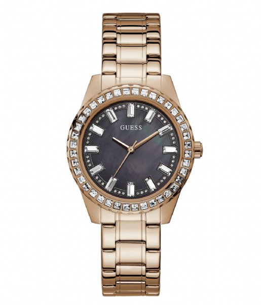  Shop Authentic Guess Sparkler Diamonds Black Dial Rose Gold Steel Strap Watch for Women - GW0111L3 - Luxxuri