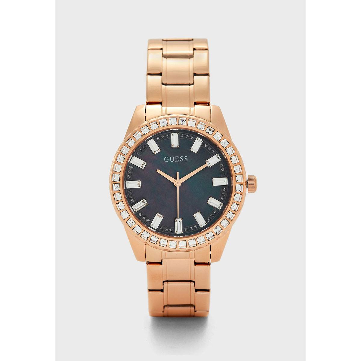  Shop Authentic Guess Sparkler Diamonds Black Dial Rose Gold Steel Strap Watch for Women - GW0111L3 - Luxxuri