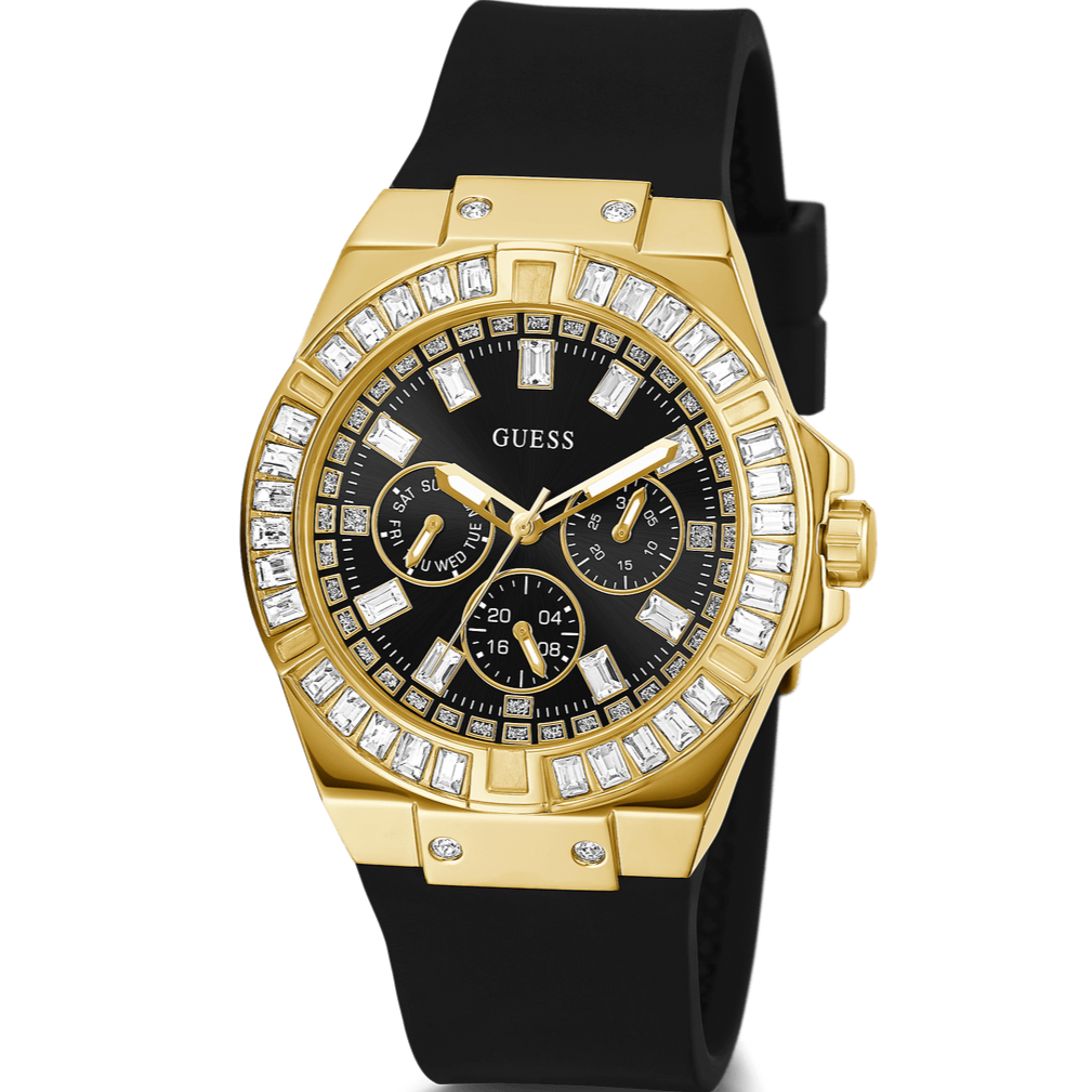  Shop Authentic Guess Venus Diamonds Black Dial Black Rubber Strap Watch for Women - GW0118L1 - Luxxuri