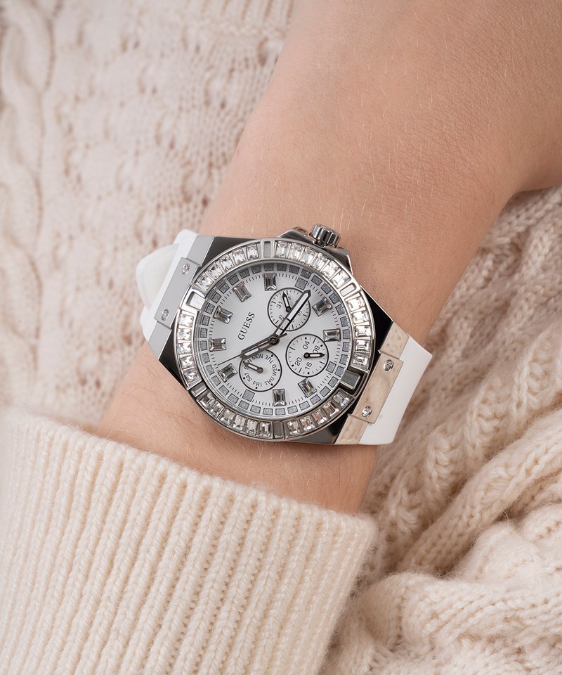  Shop Authentic Guess Venus Diamonds White Dial White Rubber Strap Watch for Women - GW0118L3 - Luxxuri