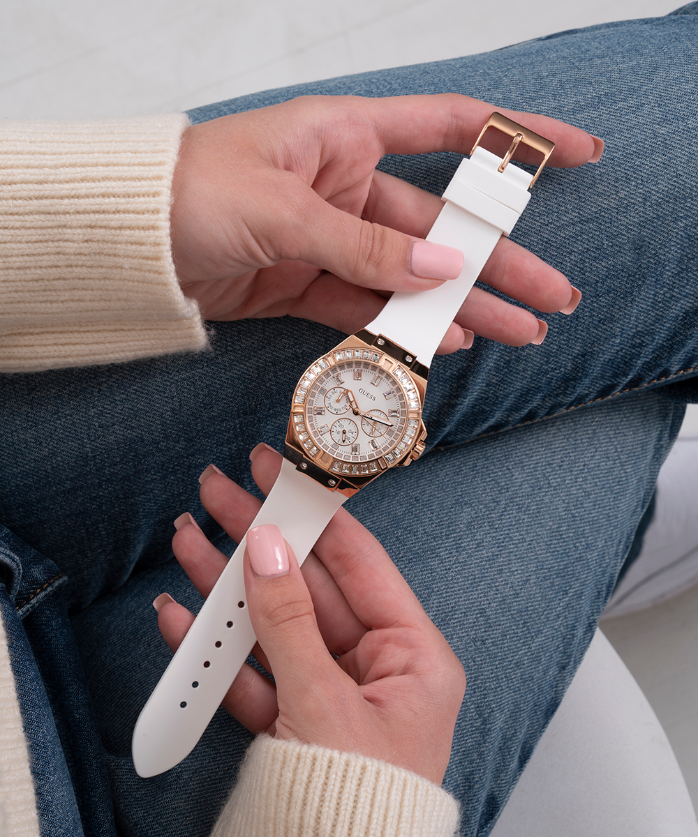  Shop Authentic Guess Venus Diamonds White Dial White Rubber Strap Watch for Women - GW0118L4 - Luxxuri