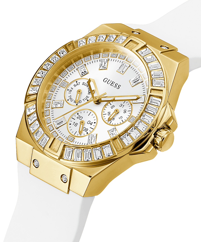  Shop Authentic Guess Luna Diamonds White Dial White Rubber Strap Watch for Women - W0653L3 - Luxxuri