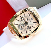  Shop Authentic Guess Phoenix Multifunction Gold Dial White Leather Strap Watch for Men - GW0202G6 - Luxxuri