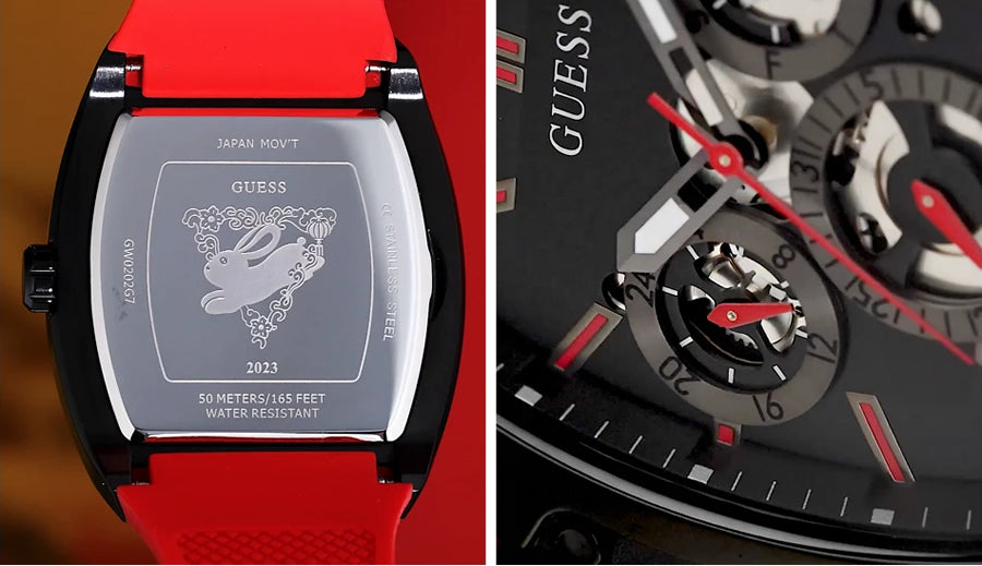  Shop Authentic Guess Phoenix Multifunction Black Dial Black & Red Rubber Strap Watch for Men - GW0202G7 - Luxxuri
