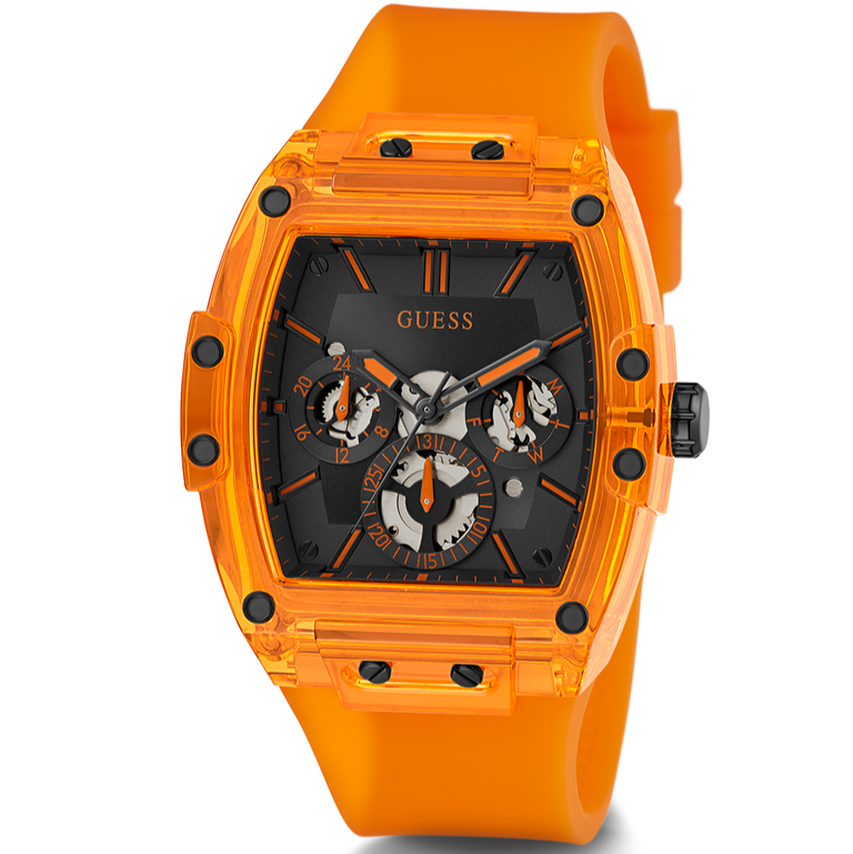  Shop Authentic Guess Phoenix Multifunction Black Dial Orange Rubber Strap Watch For Men - GW0203G10 - Luxxuri