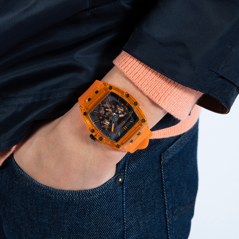  Shop Authentic Guess Phoenix Multifunction Black Dial Orange Rubber Strap Watch For Men - GW0203G10 - Luxxuri