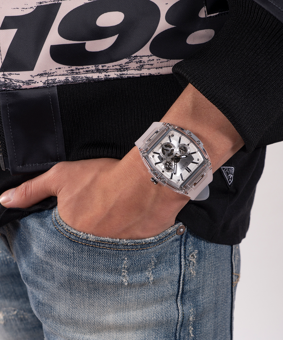  Shop Authentic Guess Phoenix Multi Function Silver Dial White Rubber Strap Watch for Men - GW0203G1 - Luxxuri