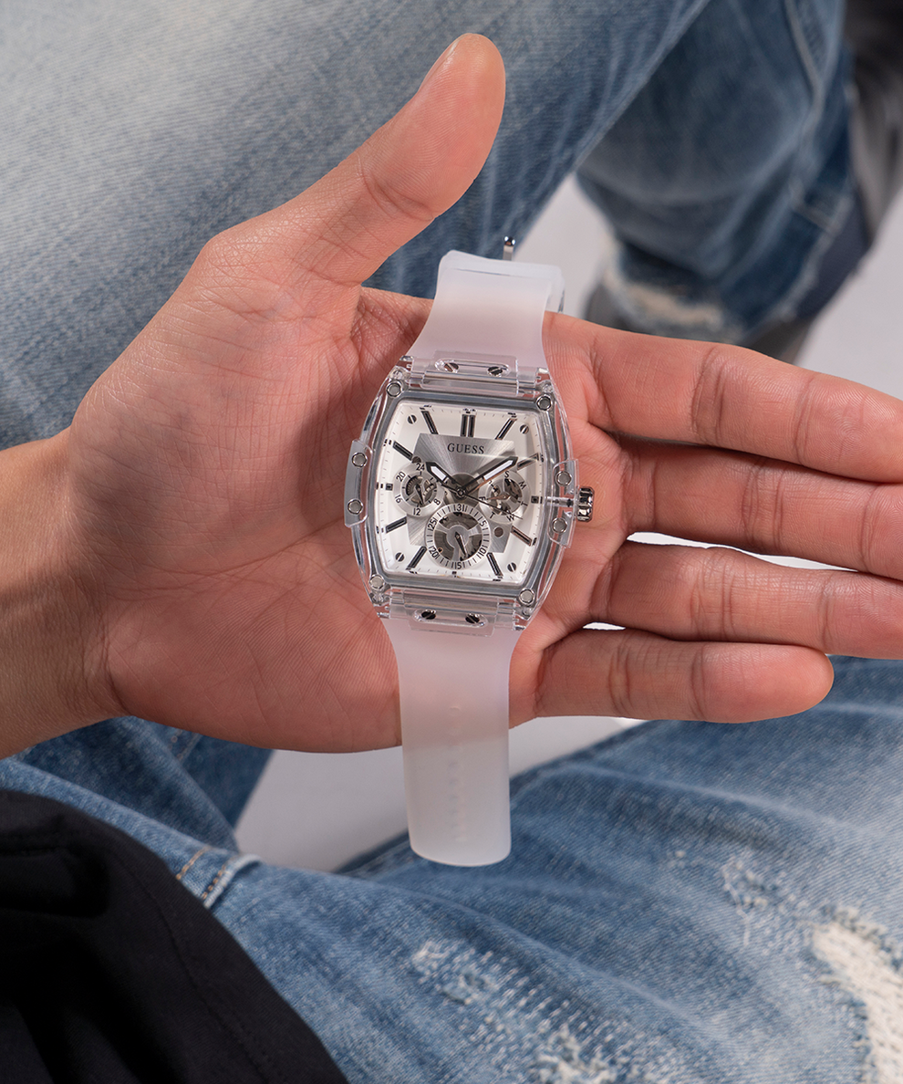  Shop Authentic Guess Phoenix Multi Function Silver Dial White Rubber Strap Watch for Men - GW0203G1 - Luxxuri