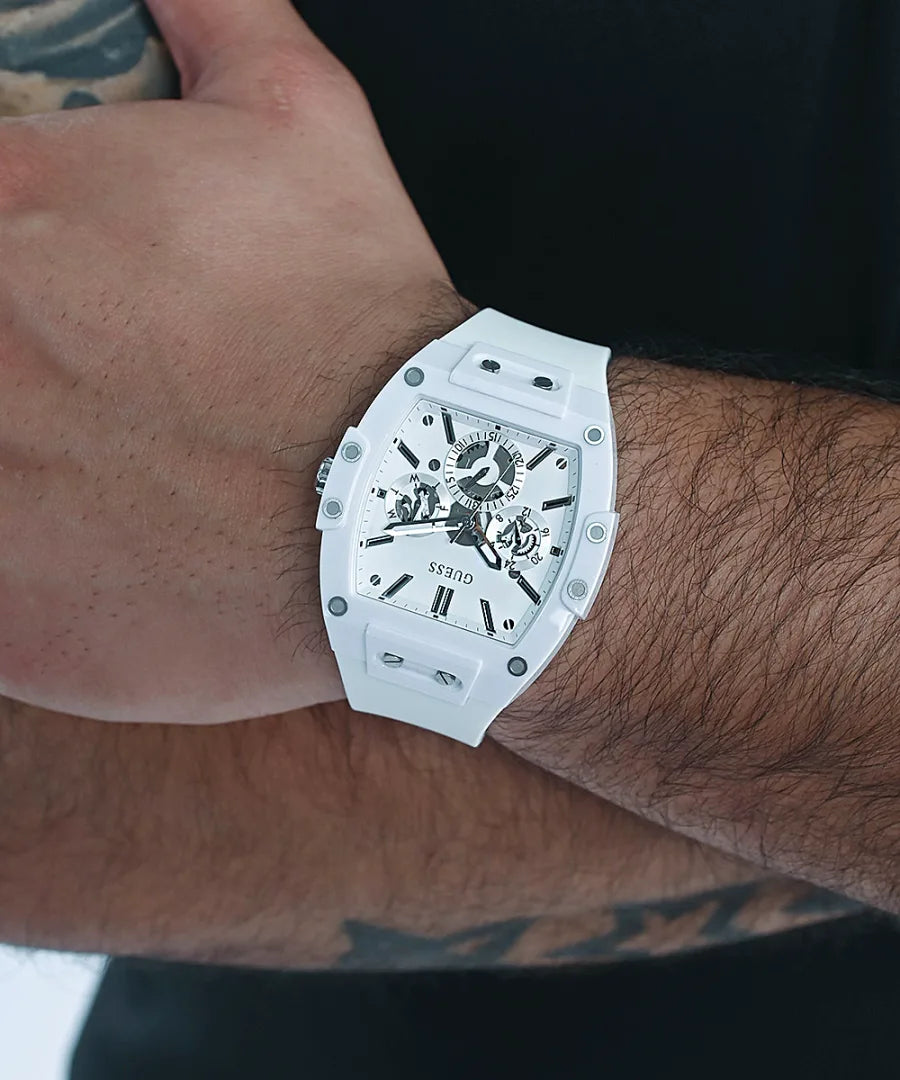  Shop Authentic Guess Phoenix Multifunction White Dial White Rubber Strap Watch for Men - GW0203G2 - Luxxuri